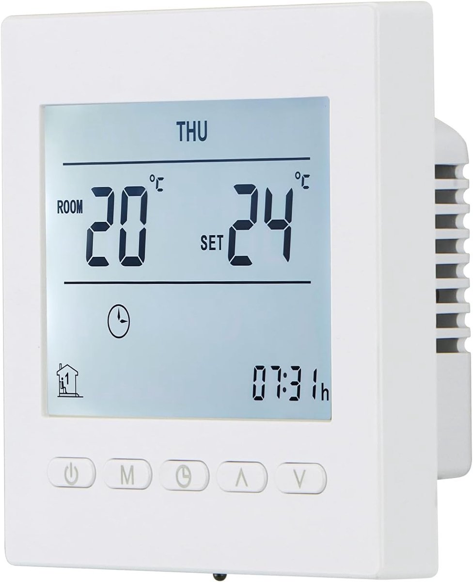 Wengart Underfloor heating thermostat WG107, AC 230V 3A with potential-free switch, digital LCD display, programmable - ShopVlot