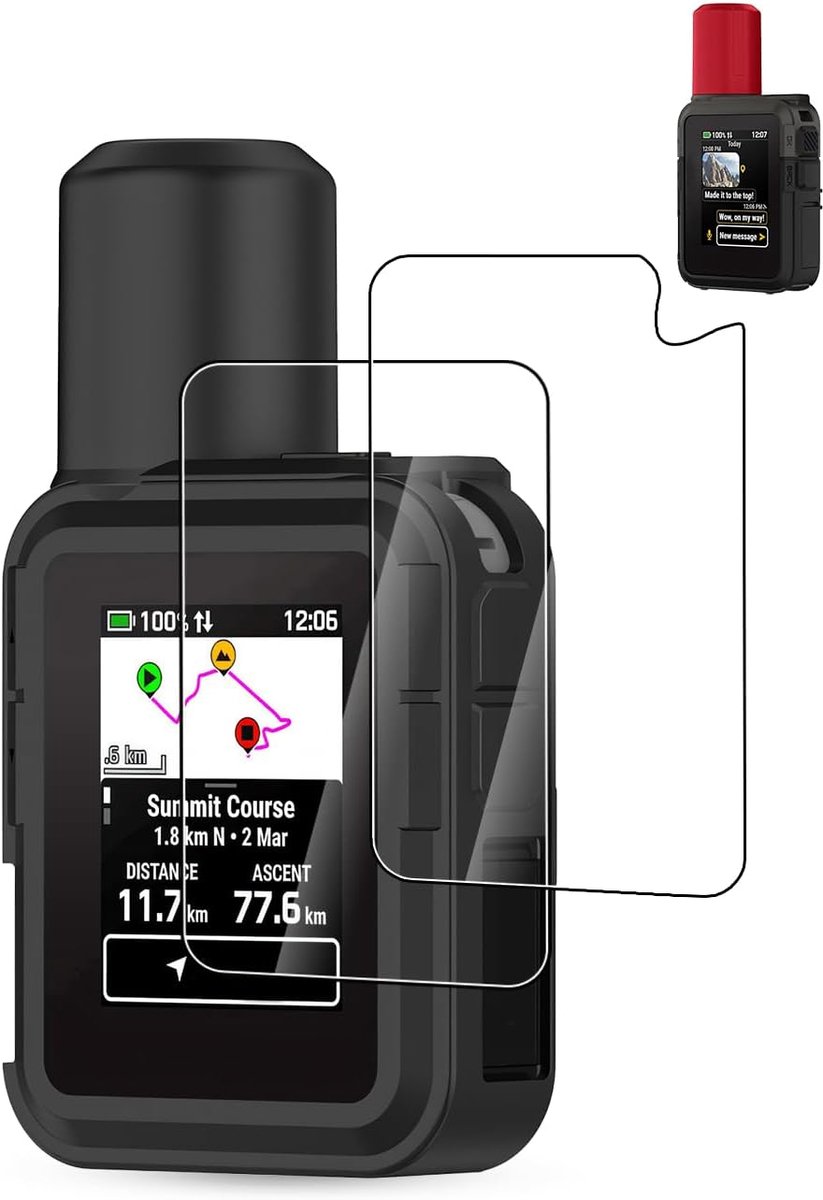 Beschermhoesset voor Garmin, inReach Mini 3/Mini 3 Plus, daunke 2 stuks displaybeschermfolie + siliconen beschermhoes - ShopVlot