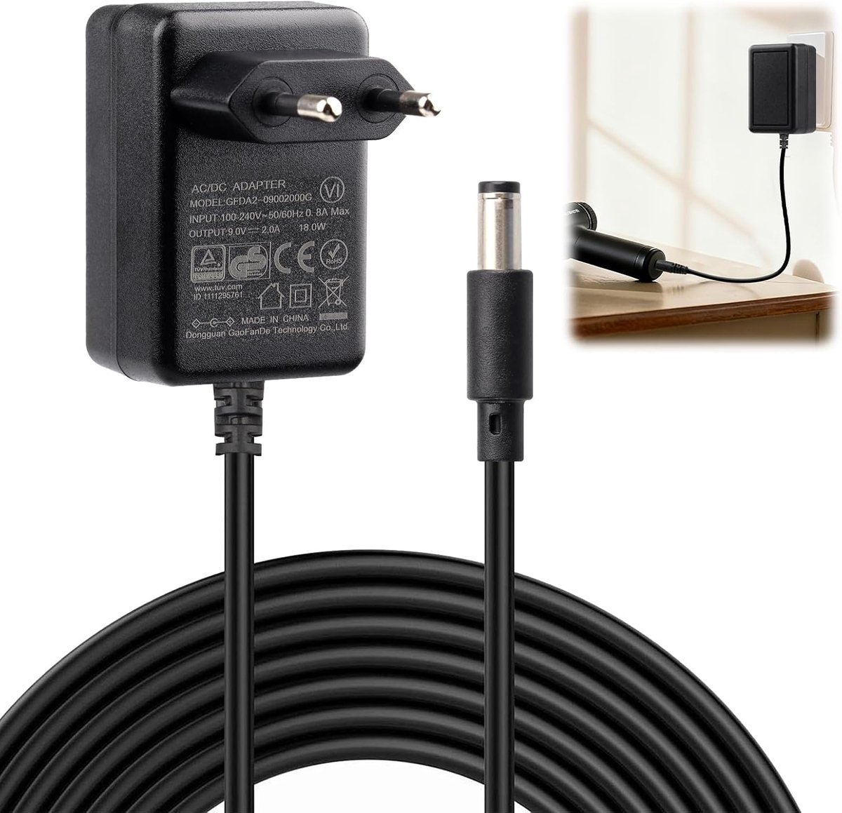 Charger 9V 2A Universal Power Supply for Exercise Bike, Cross Trainer, Tonie Box, Label Printer, Electric Piano - ShopVlot