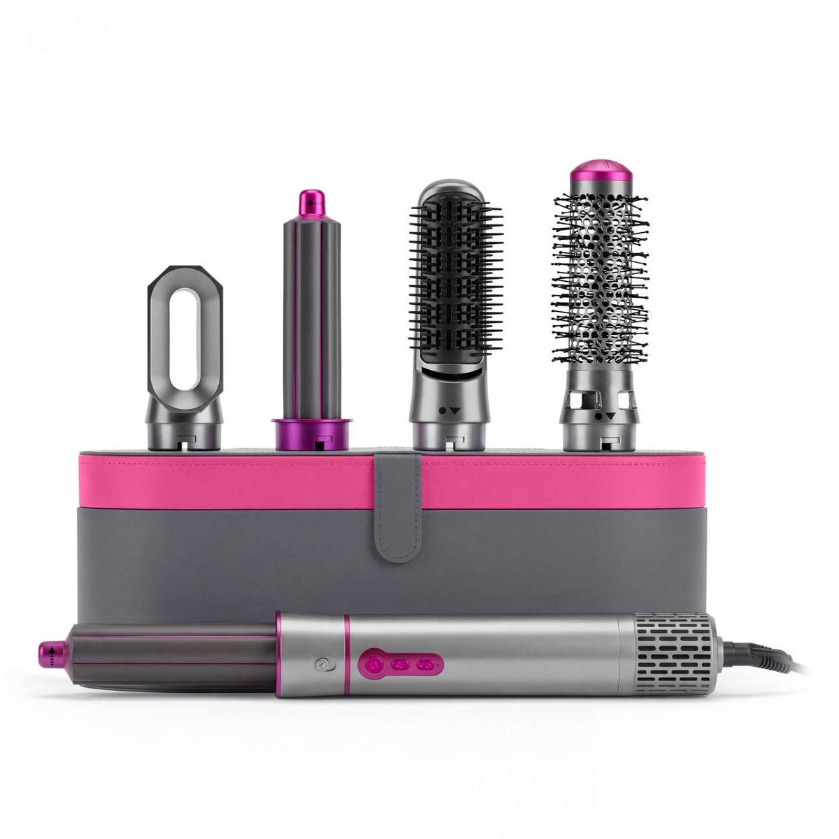 Hyundai Electronics - Elektrische multi styler - 5 in 1 functies - Met opbergdoos - Roze Grijs