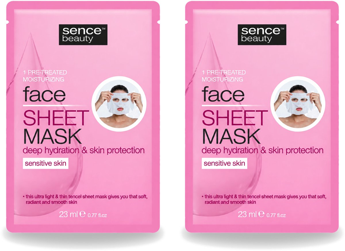 2 x Sence - Tencel - Gezichtsmasker - Hydraterend - 1 Gezichtsmasker - Voordeelverpakking - 2 stuks