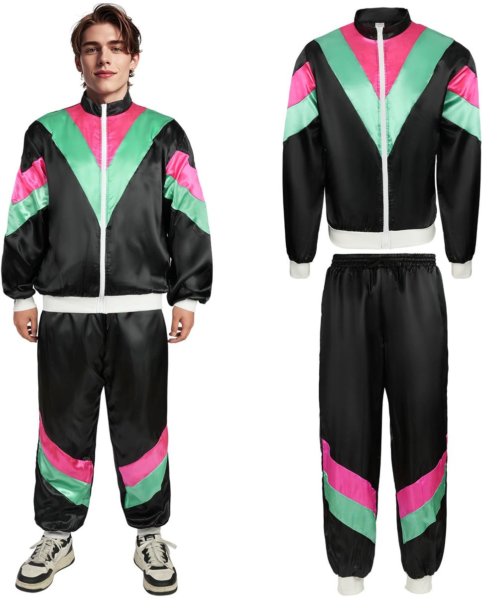 Stijlvolle retro disco kostuumset voor mannen, perfect voor rollenspellen en rave feesten in de jaren 70 en 80, inclusief accessoires en unieke ontwerpen