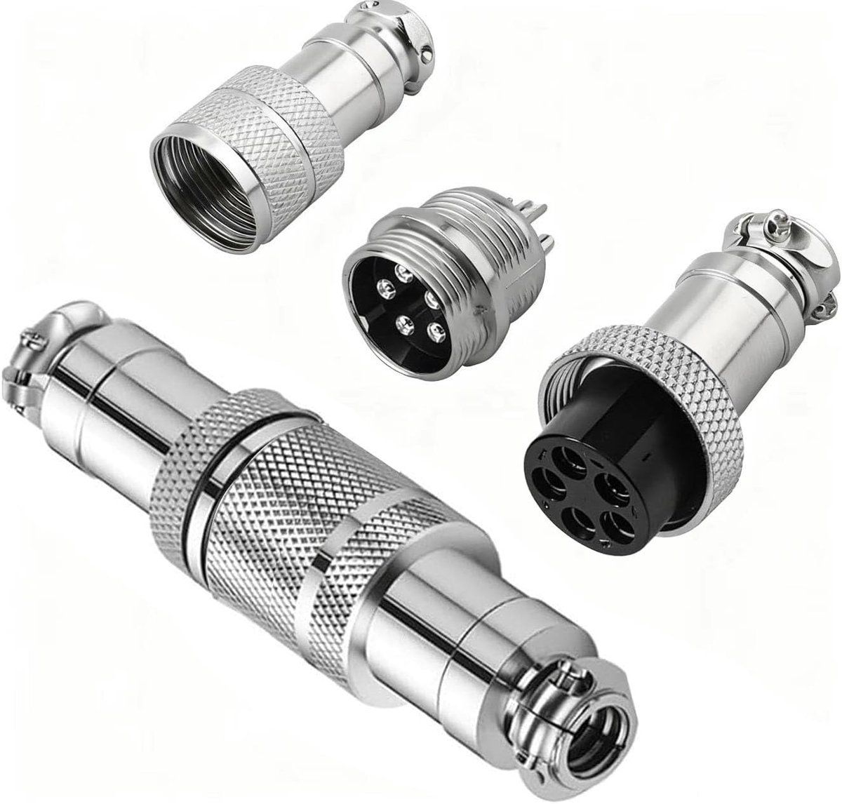 Dailygoods - GX16 5Pin Aviation Plug Set - 2 Stuks Metaal 16mm Panel Mount
