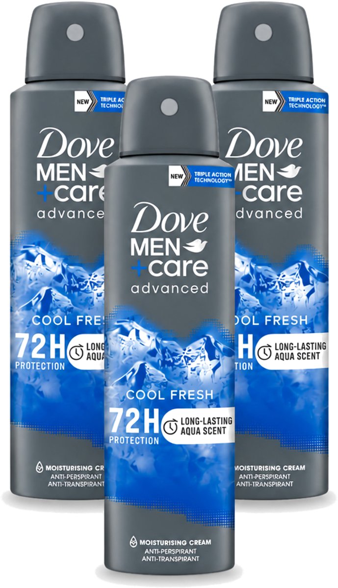 3 x Dove - Deodorant - Men Care Cool Fresh - Verfrissend en langdurige bescherming - 150 ml - Voordeelverpakking - 3 stuks