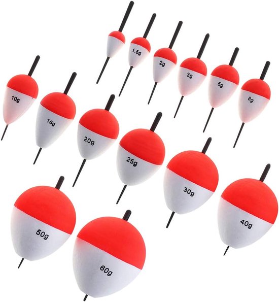 14-delige Set Harde Schuim Vissen Floats - Rood & Wit Snap-on Bobbers voor Crappie, Panfish en Walleye Visserij — afbeelding 3