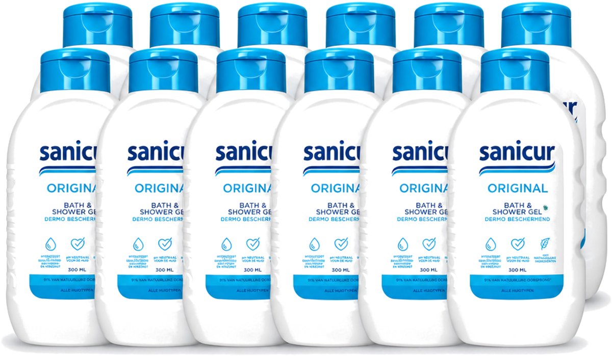 12 x Sanicur – Bad & Douchegel – Original – 300 ml - Voordeelverpakking - 12 stuks