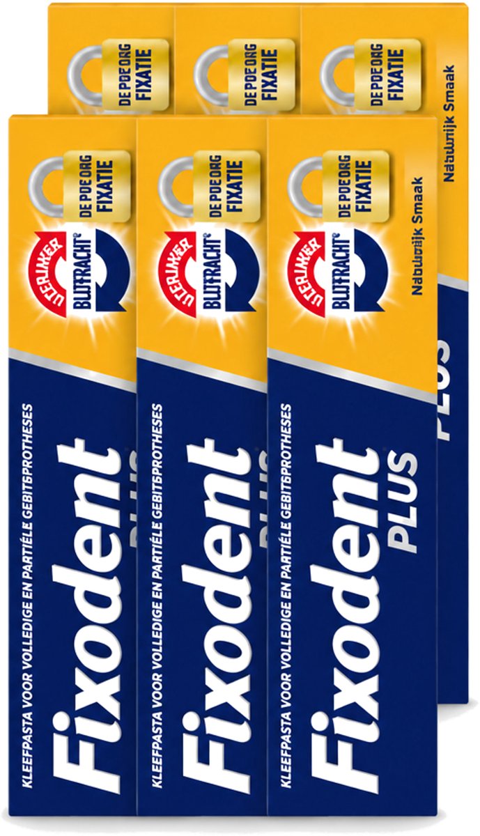 6 x Fixodent Plus – Kleefpasta – Dual Power – 40 g - Voordeelverpakking - 6 stuks