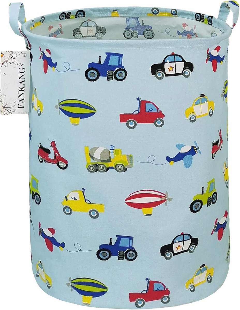 SnelShoppen - Vouwbare Wasmand Canvas Opbergmanden | Waterdichte Grote Baskets voor Kinderkamer, Speelkamer, Thuis, Kantoor, Kleding (Auto)