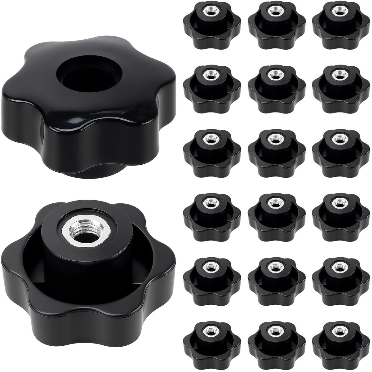 Set van 20 M8 Vleugelmoeren 4.8 x 2.5 cm, Zwarte Vleugelmoeren voor Machinegereedschap en Montagewerkzaamheden