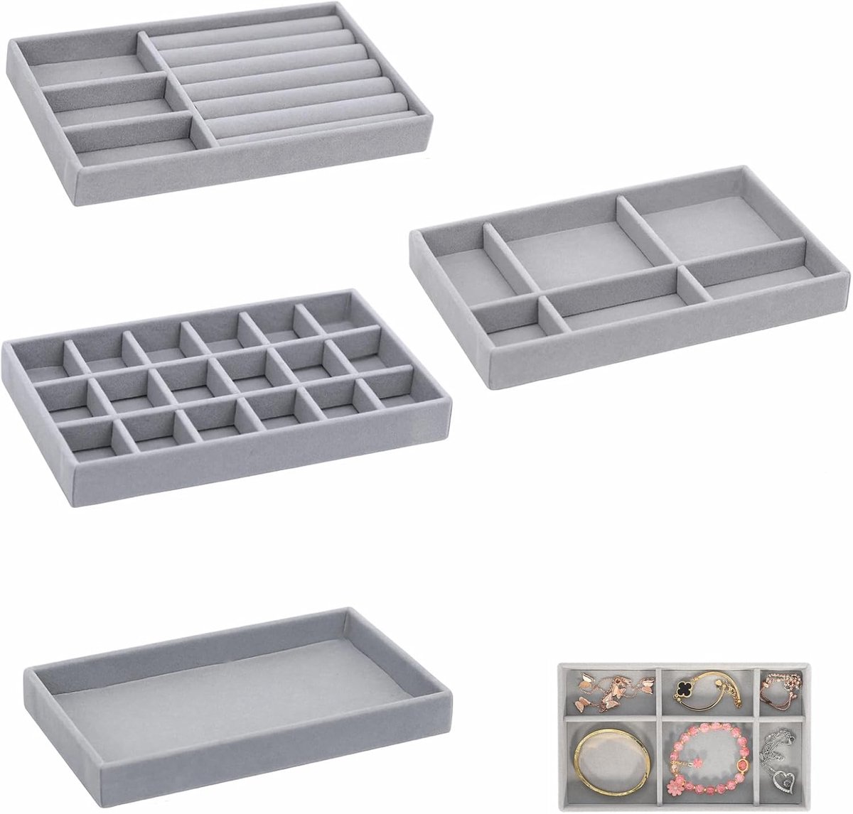 Jewellery Tray, Stackable, Jewellery Organiser, Jewellery Storage, Ring Tray, Earrings, Bracelets, Necklaces, 4 - ShopVlot