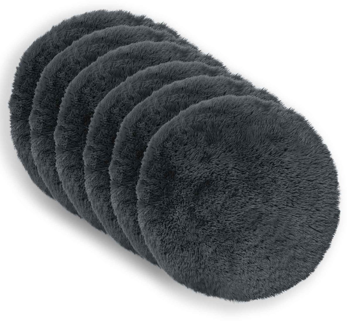 vidaXL Dekenkussen - 6 - st - HEERLEN - Antraciet - Diam. - 40 - cm - PV - Fleece