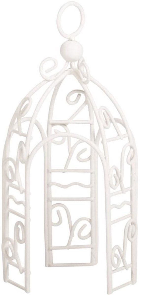 Wit paviljoen voor decoratie - 6 x 6 x 12,5 cm - Metaal - 1 stuk