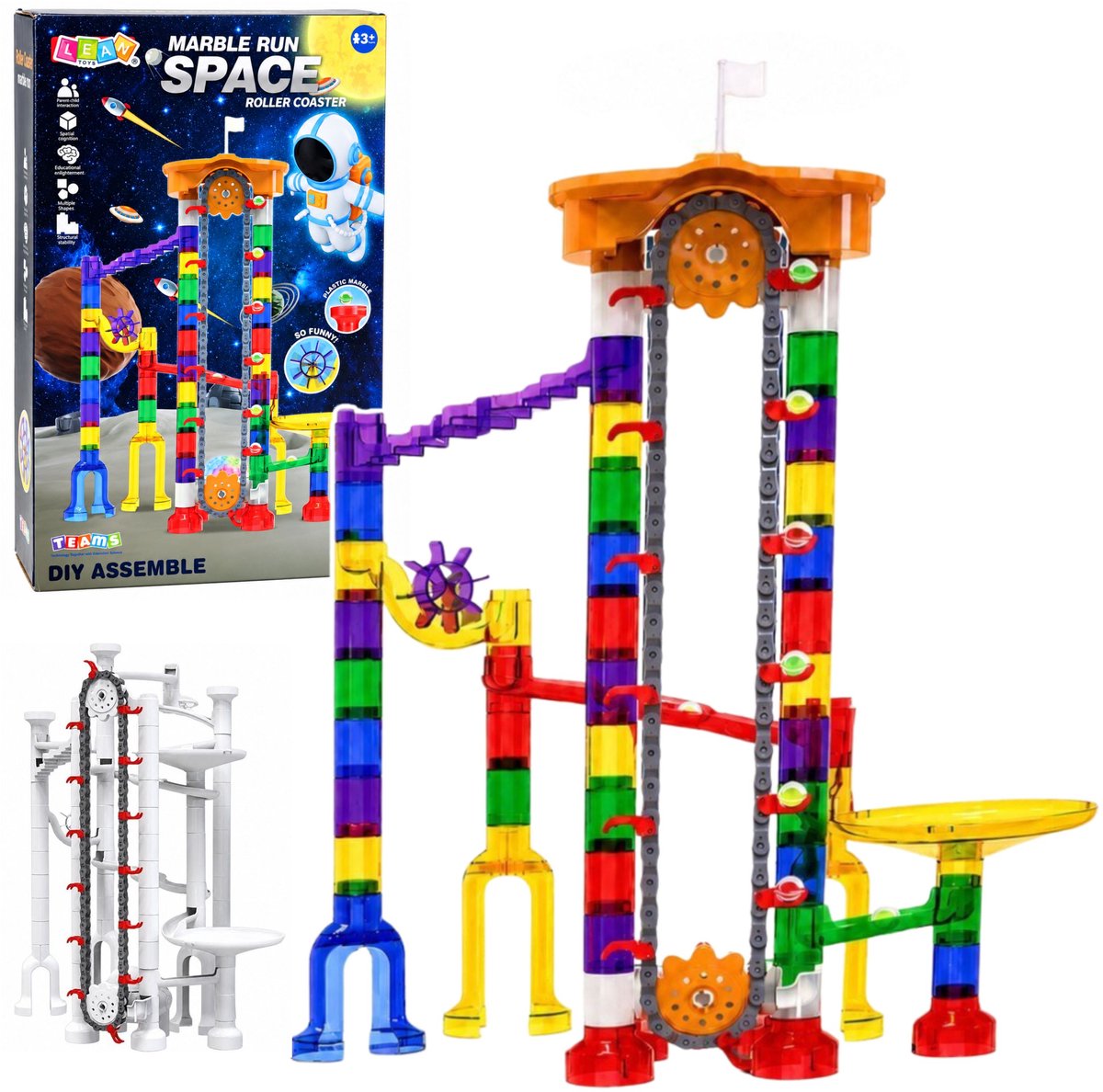 Bouwblokken Space Track Voor Ballen Tunnels Transparant 3d 153 St.