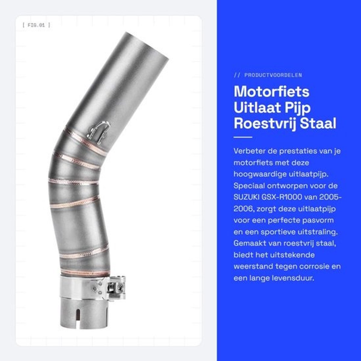 Dailygoods - hoogwaardige roestvrijstalen uitlaatpijp - motorfiets