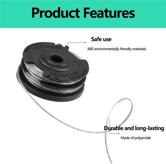 4 Pack Strimmer Spoel Line, 1 Pack Vervanging Strimmer Spool Cover Strimmer LineΦ1.65mm 16 ft/4.9 m F016F04557 Vervanging Trimmer Spoel Cover met Bosch ART 23/26 SL Grastrimmer — afbeelding 5