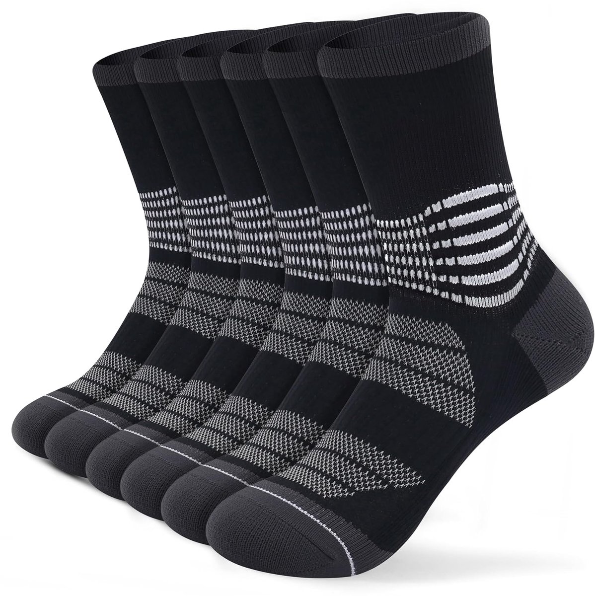 Compressiekousen voor Mannen en Vrouwen, Enkel- en Voetboogondersteuning, Verbeteren de Bloedcirculatie, Ademend en Snel Droog, Set van 3 Paren