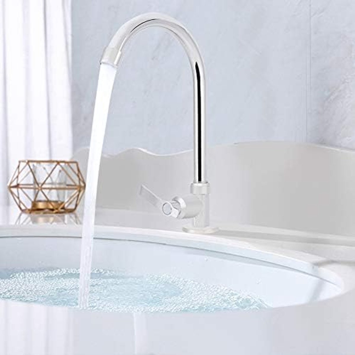 Hoge boog Verticale Kraan Enkele Koude Water Tap G1 2in Zink Legering Kraan Zonder Slang voor Thuisgebruik