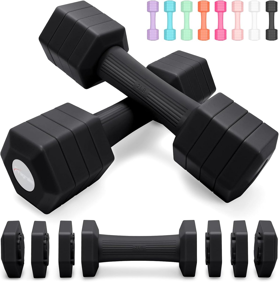 Gewichtenset voor vrouwen en mannen, halterpaar elk 4,54 kg, 0,9 kg, 1,36 kg, 1,81 kg, 2,27 kg