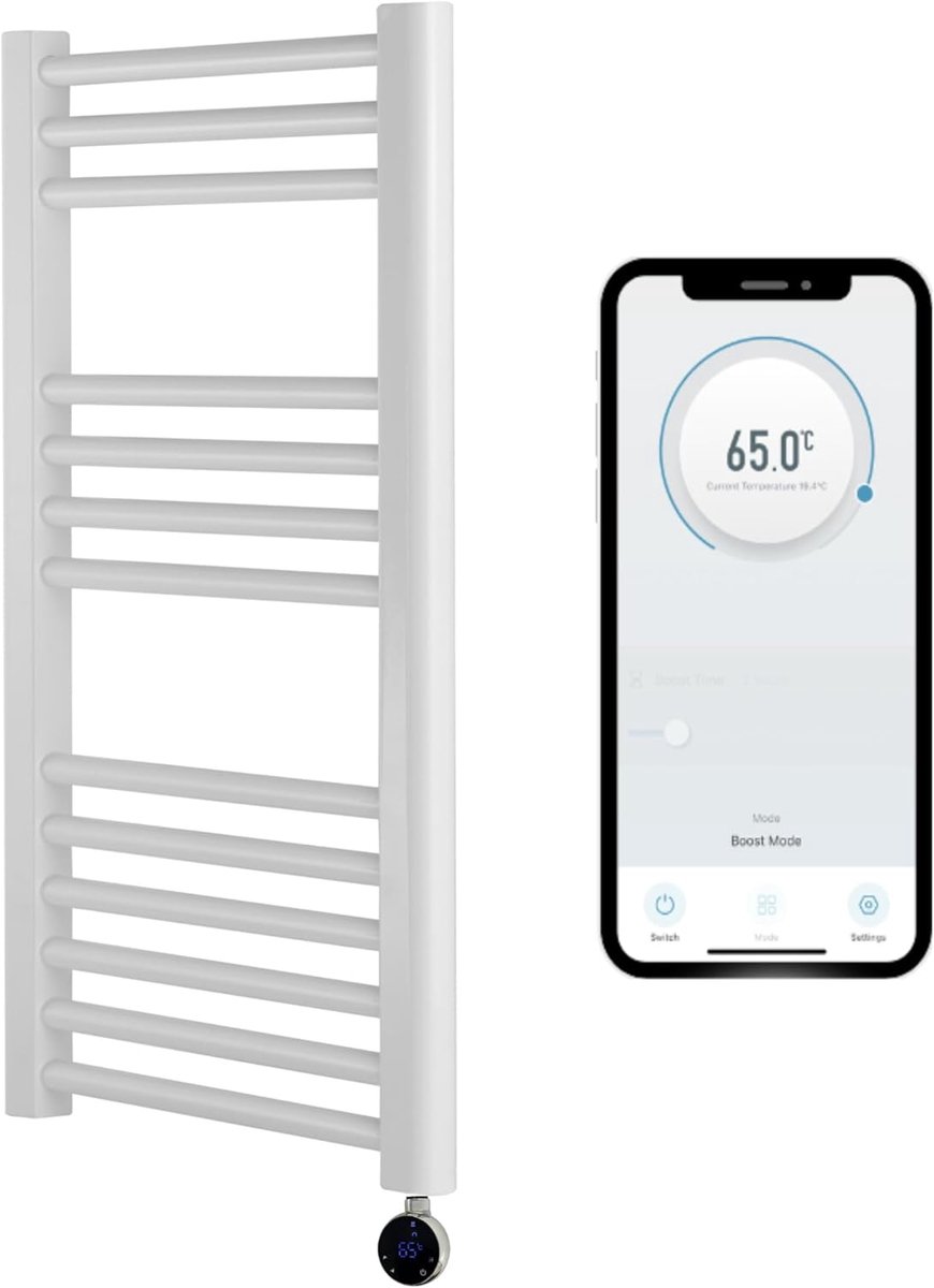 Badkamer Handdoekdroger 400x800mm - Smart Wifi Gestuurd - 7 Dagen Programmeerbaar - Elegant Design - ShopVlot