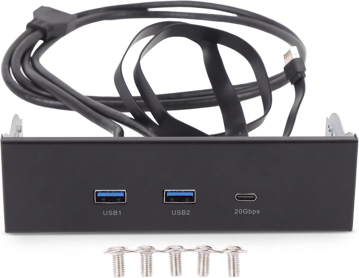 USB Frontpaneel Hub 5.25 Inch - 2x USB A 1x Type C - 5Gbps/10Gbps/20Gbps - Gemakkelijke installatie - ShopVlot