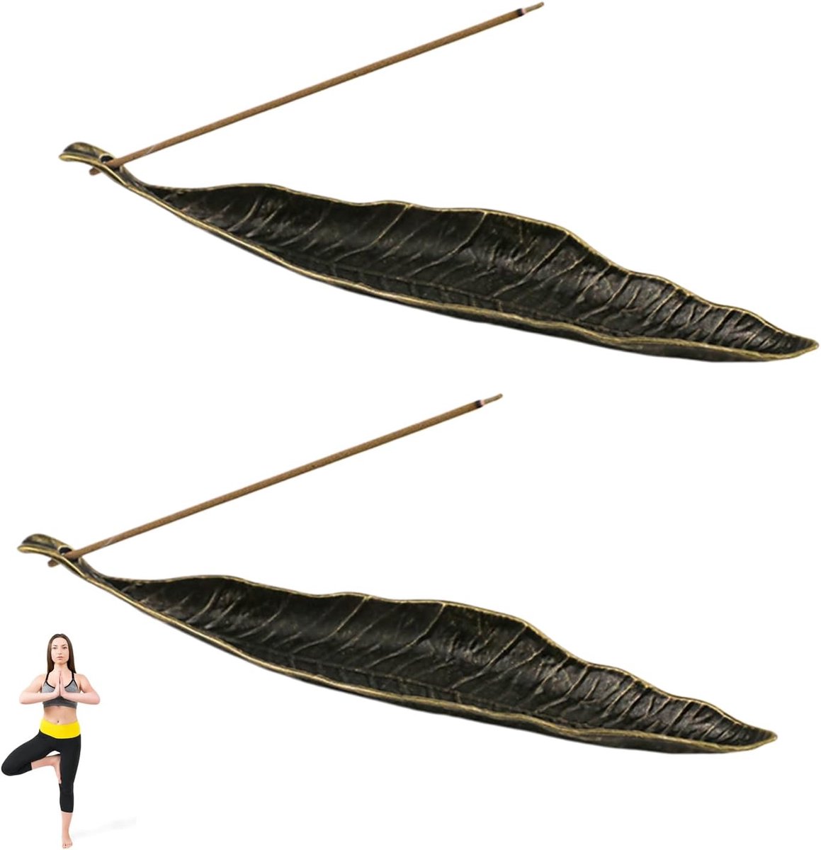 2 stuks wierookstokjeshouder, wierookstokhouder, wierookstokhouder, houder voor wierookstokjes, metalen bladeren - ShopVlot