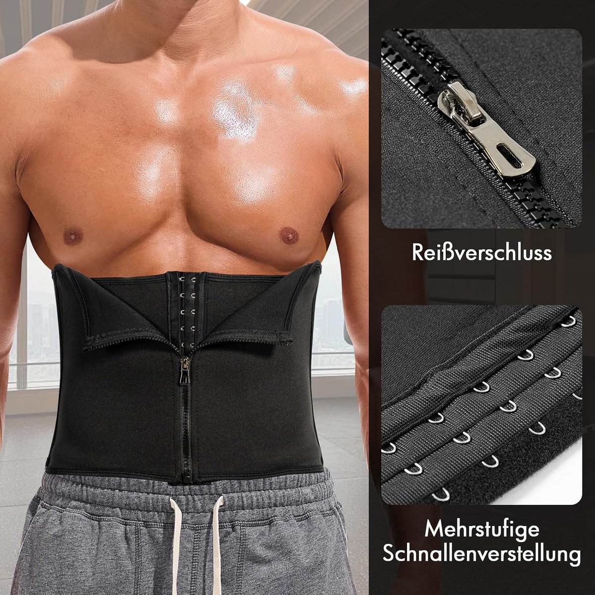 Taille cinching taille riem taille vorming riem gesp rits stijl sport Sana riem (zwart, M), zwart, M