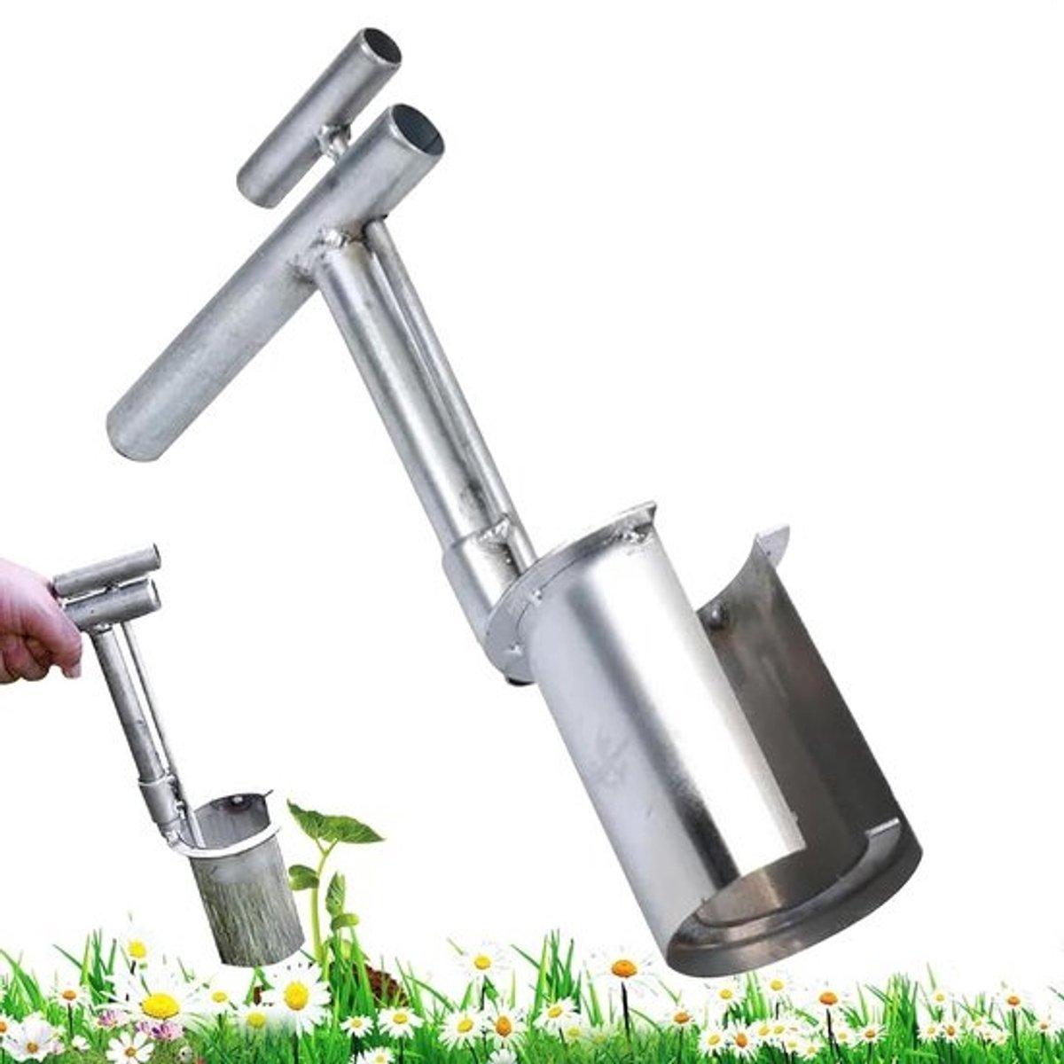 Handplanter van roestvrij staal - Bollenplanter voor de tuin - Moeiteloos planten - Ergonomisch T-handvat - Niet gespecificeerd - Zilverkleurig