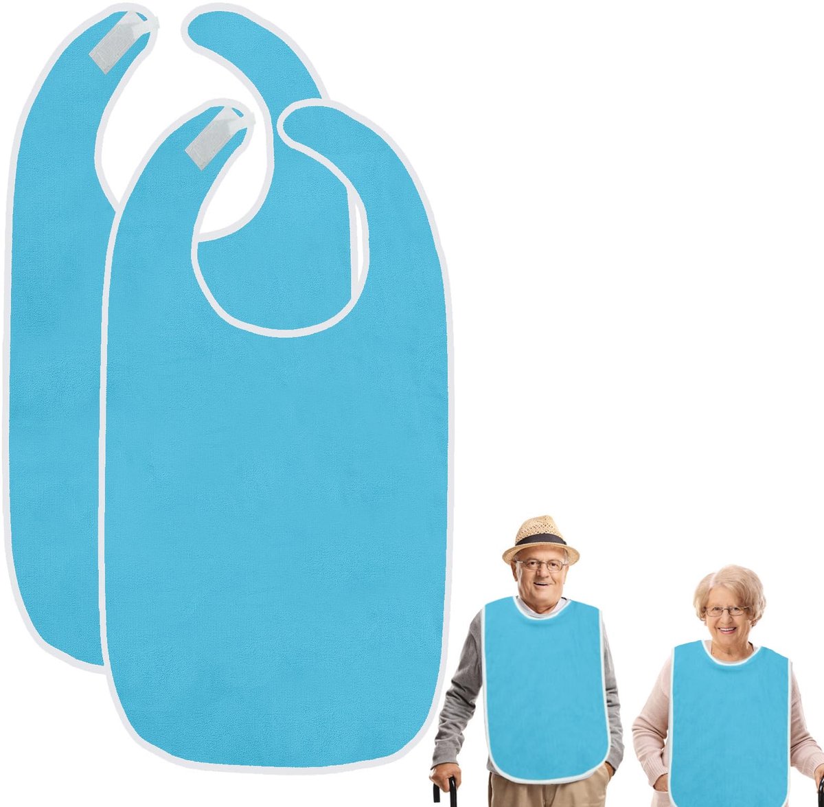 Anrbb 2 stuks waterdichte slabbetjes voor volwassenen, senioren, herbruikbaar, wasbaar, gemakkelijk te reinigen - ShopVlot