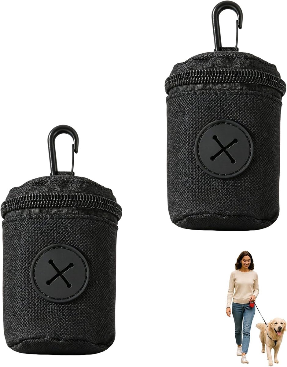 2 stuks dispenser voor hondenafvalzakken, huisdierpoepzakhouder (zwart) - ShopVlot