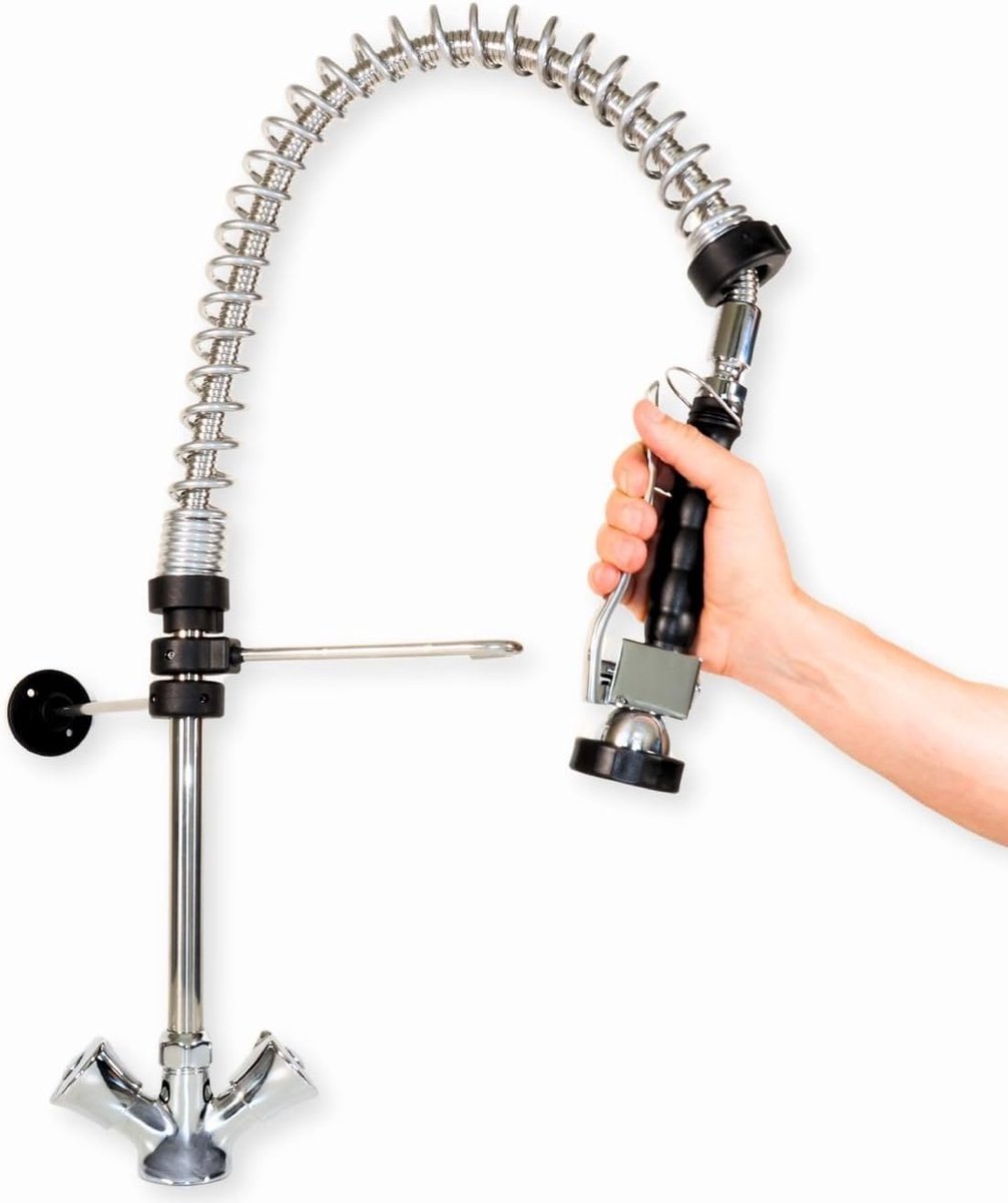 GOLDMAN SERVICE Pull-out faucet for sink, kitchen sink with spray shower, industry, catering and household - ShopVlot