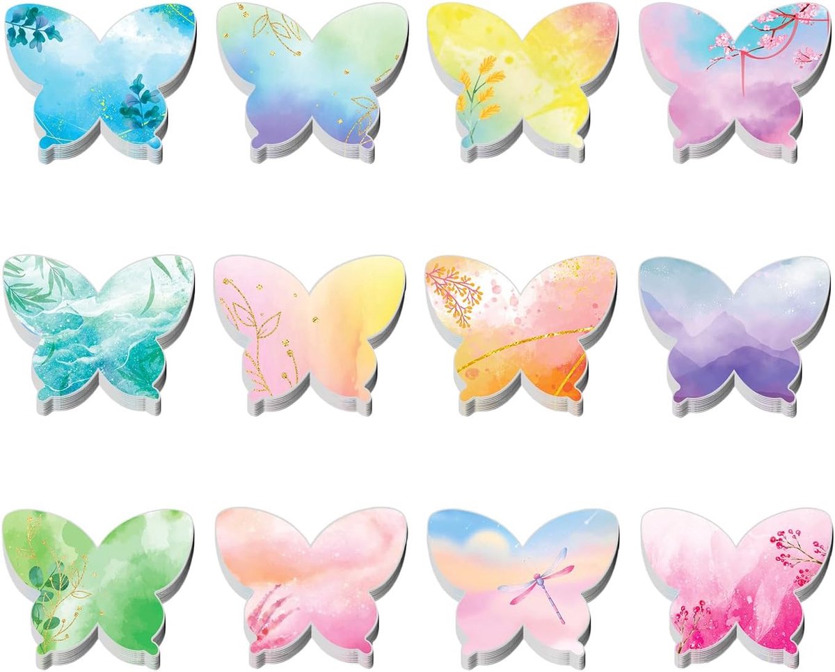 12 Stuks Vlindervormige Plaknoten, Creatief Briefpapier, Zelfklevende Nieuwsstickers, Studie En Kantoorbenodigdheden. - ShopVlot