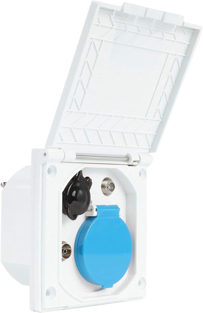 Deiwo o Multi-socket for outdoor use, CEE, 240 V, 12 V, antenna, satellite, IP44, ideal for caravans or motorhomes. - ShopVlot