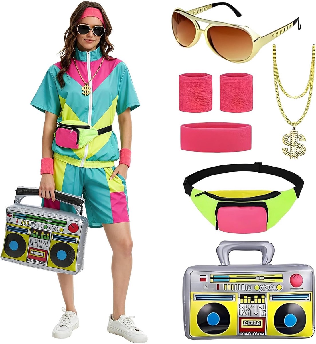 80s 90s Hip-Hop Stijl Korte Vrouwen Trainingspak, Halloween Thema Party