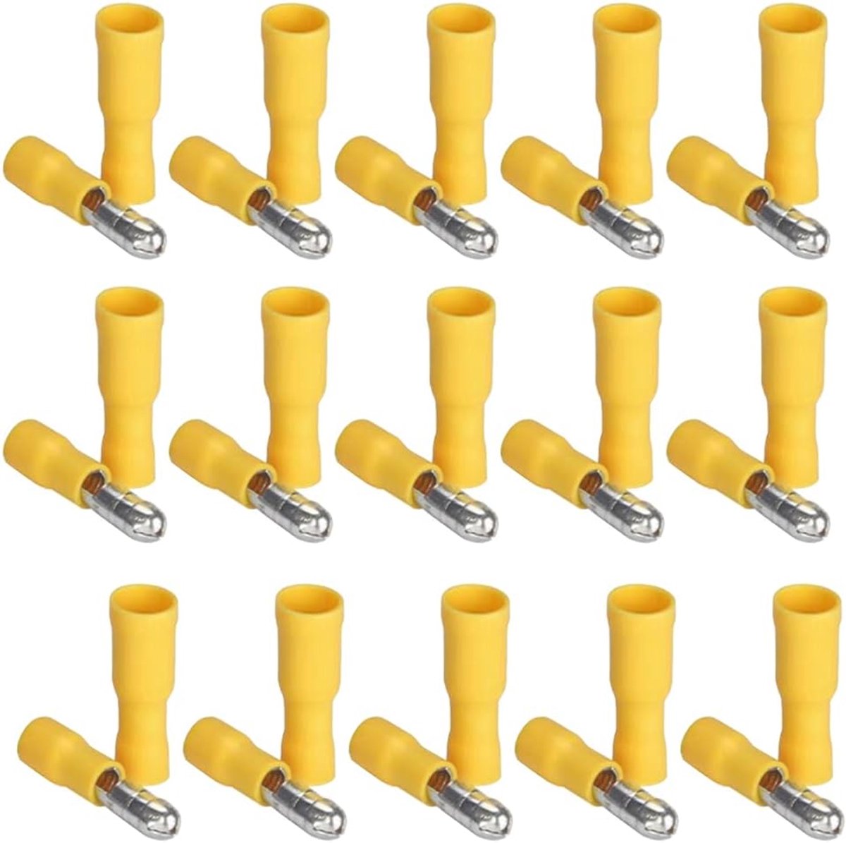 100 stuks kabelschoenen, ronde stekkerhulzen, geïsoleerde knelverbinders (DPZY), geel