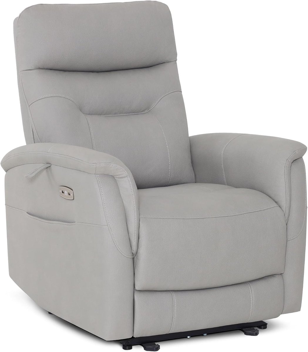 MCombo relaxfauteuil met relaxfunctie, elektrisch verstelbare TV-fauteuil, TV Stoel met 160° Ligfunctie, relaxfauteuil, USB & zijvak, fauteuil woonkamer relax, 7077 (Lichtgrijs)