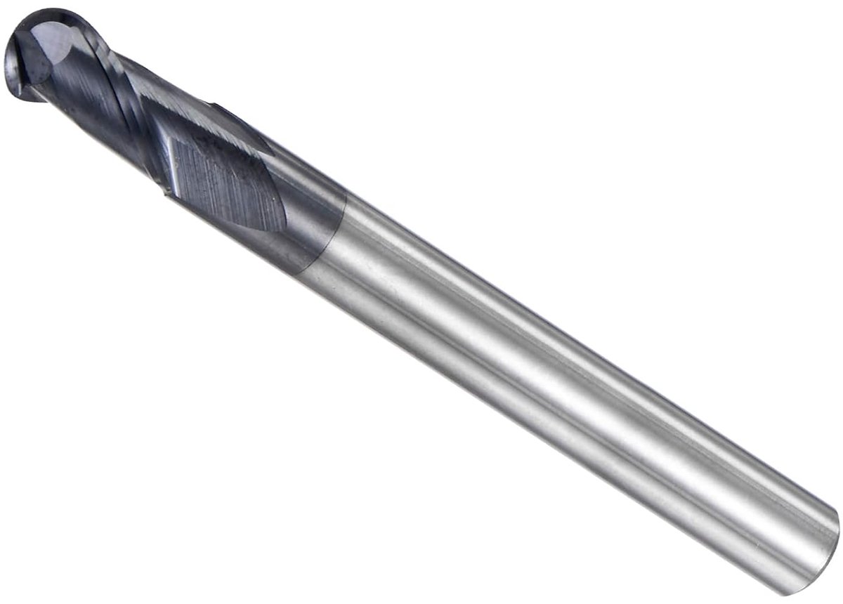 Eindfrees, 3 mm radius 6 mm schacht 100 mm lengte, AlTiN gecoat P05 carbide 2 groeven CNC freesboor - (voor roestvrij staal gehard staal)