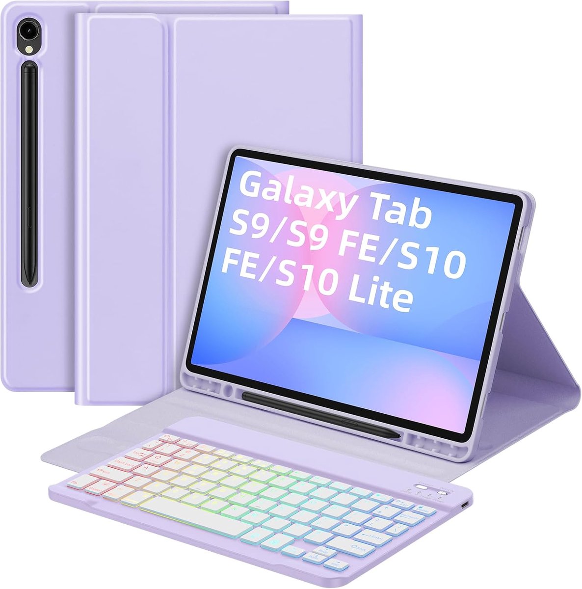 Bettdow voor Samsung Galaxy Tab S9 2023 toetsenbordhoes, Britse lay-out afneembaar draadloos toetsenbord met achtergrondverlichting, etui met penhouder voor Galaxy Tab S9 11 inch 2023