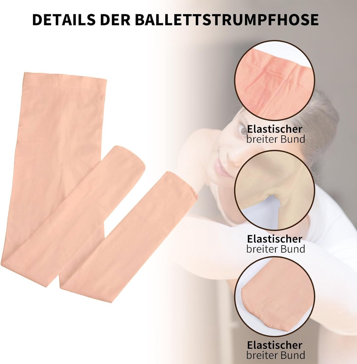 3 paar panty voor meisjes, 60D ondoorzichtige balletpanty voor kinderen, elastische fijne panty voor meisjes, comfortabele meisjespanty