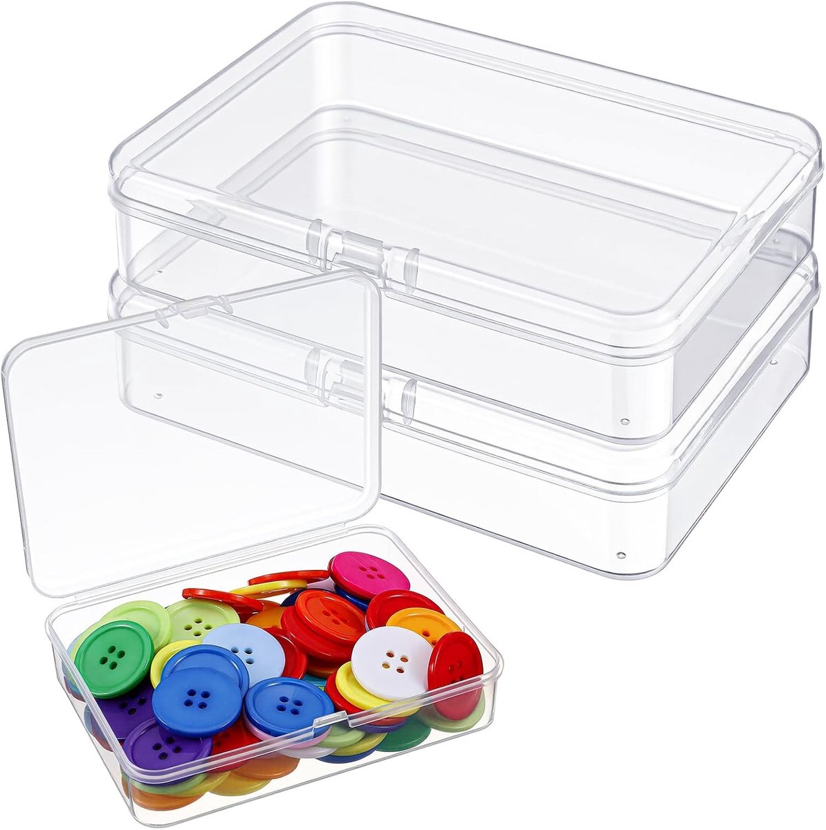 Set van 2 Kleine Plastic Opbergdozen met Deksel - Doorzichtige Opbergboxen voor Sieraden, Knutselspullen en Kleine Voorwerpen, Afmetingen 11,5 x 21,2 x 2,8 cm