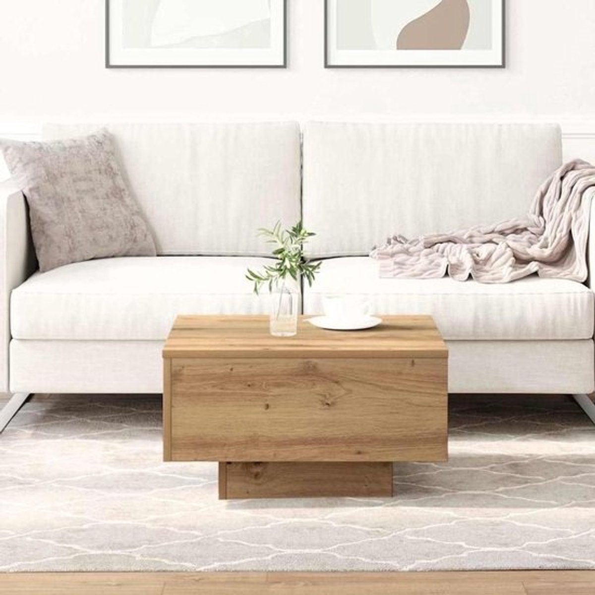 Salontafel Artisan-eiken - 55 x 55 x 31 cm - Moderne Houten Bijzettafel - Stabiele Constructie - Woonkamer, Lounge en Tv-ruimte
