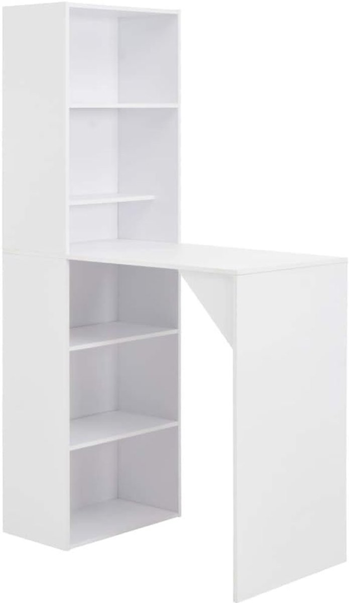 Bartafel met onderkast, wit, 115 x 59 x 200 cm, bartafel voor thuis, bartafel voor buiten, bartafel voor de tuin, 280227