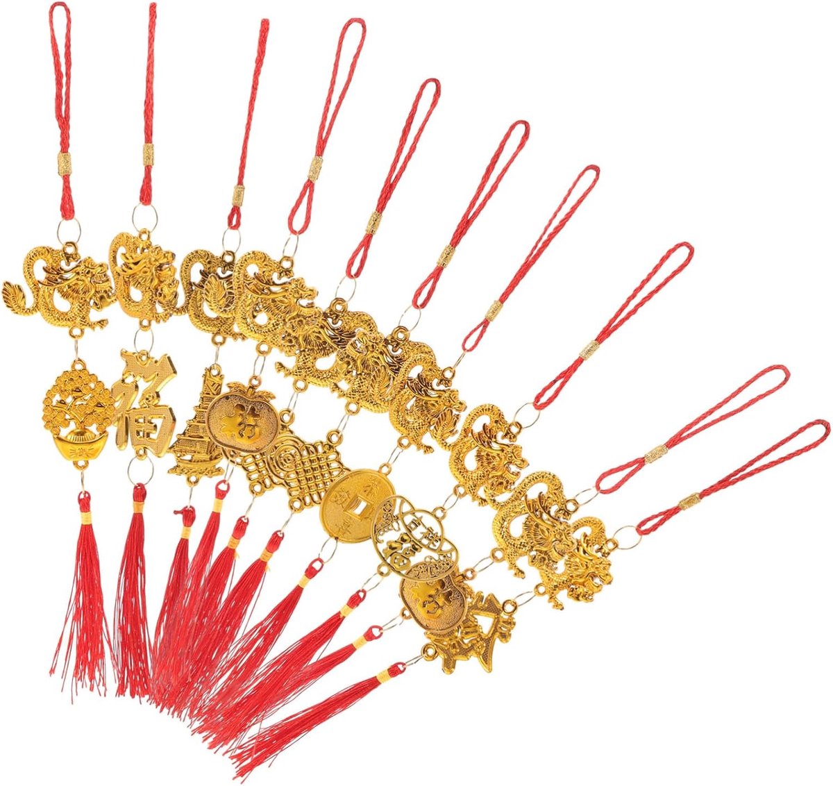 10 Stuks Delige Chinese Stijl Year Hangers met Gouden Yuanbao Fijne Details voor Huwelijksdecoratie Geschikt voor Huis Kantoor Feestelijke Gelegenheden