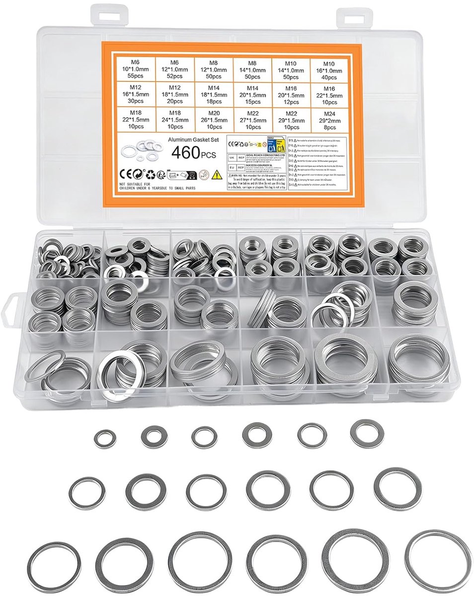 Ringen van aluminium, hydraulische metalen sluitringen, 460 stuks
