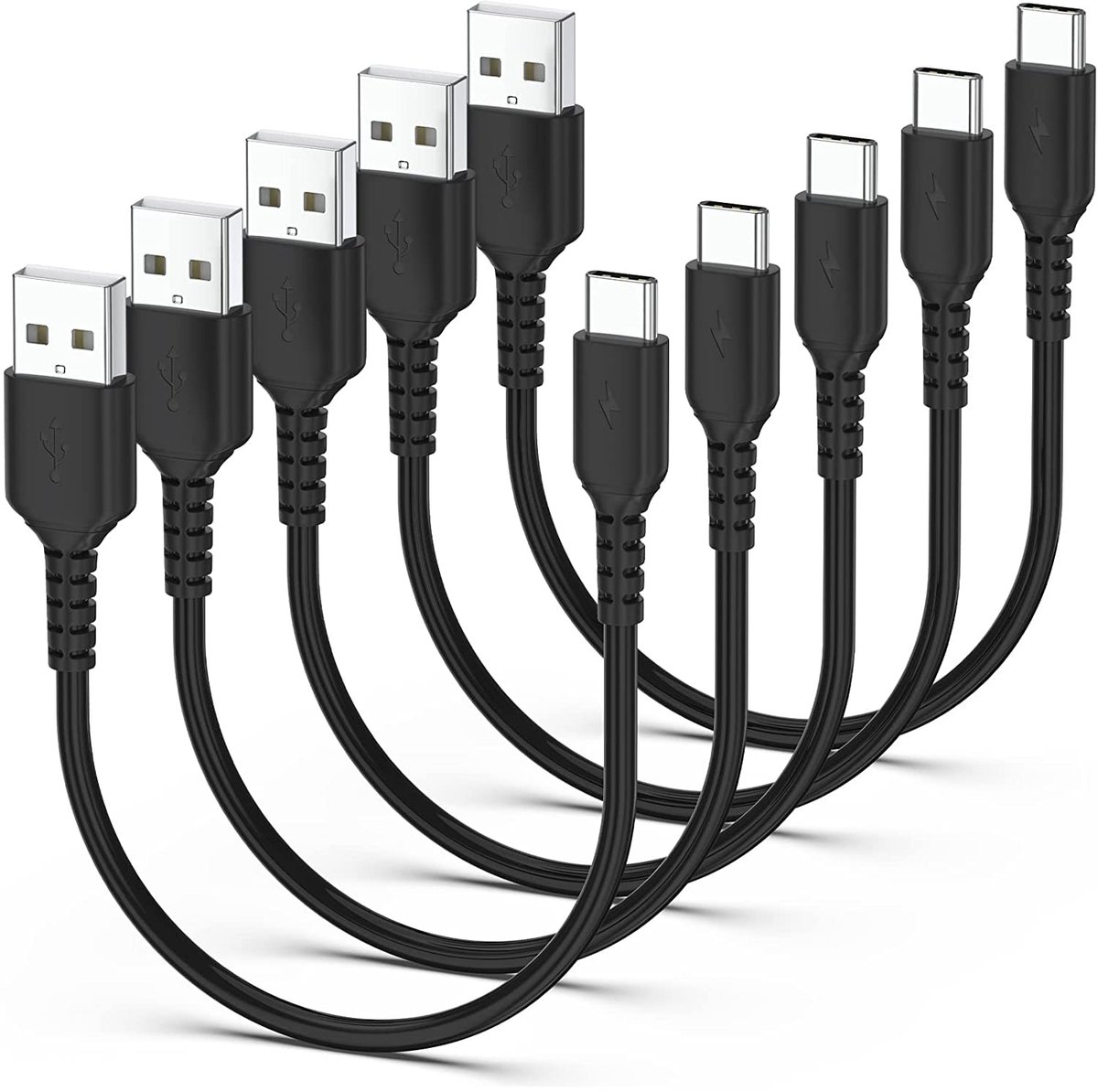 C kabel kort 30cm [5 stuks], 3A snellaadkabel USB A naar USB C oplaadkabel type C datakabel voor Samsung Galaxy S21 S20 S10 S9 S8+, Note 10/9/ 8+, Huawei P30/P20, Xperia XZ, Google, OnePlus