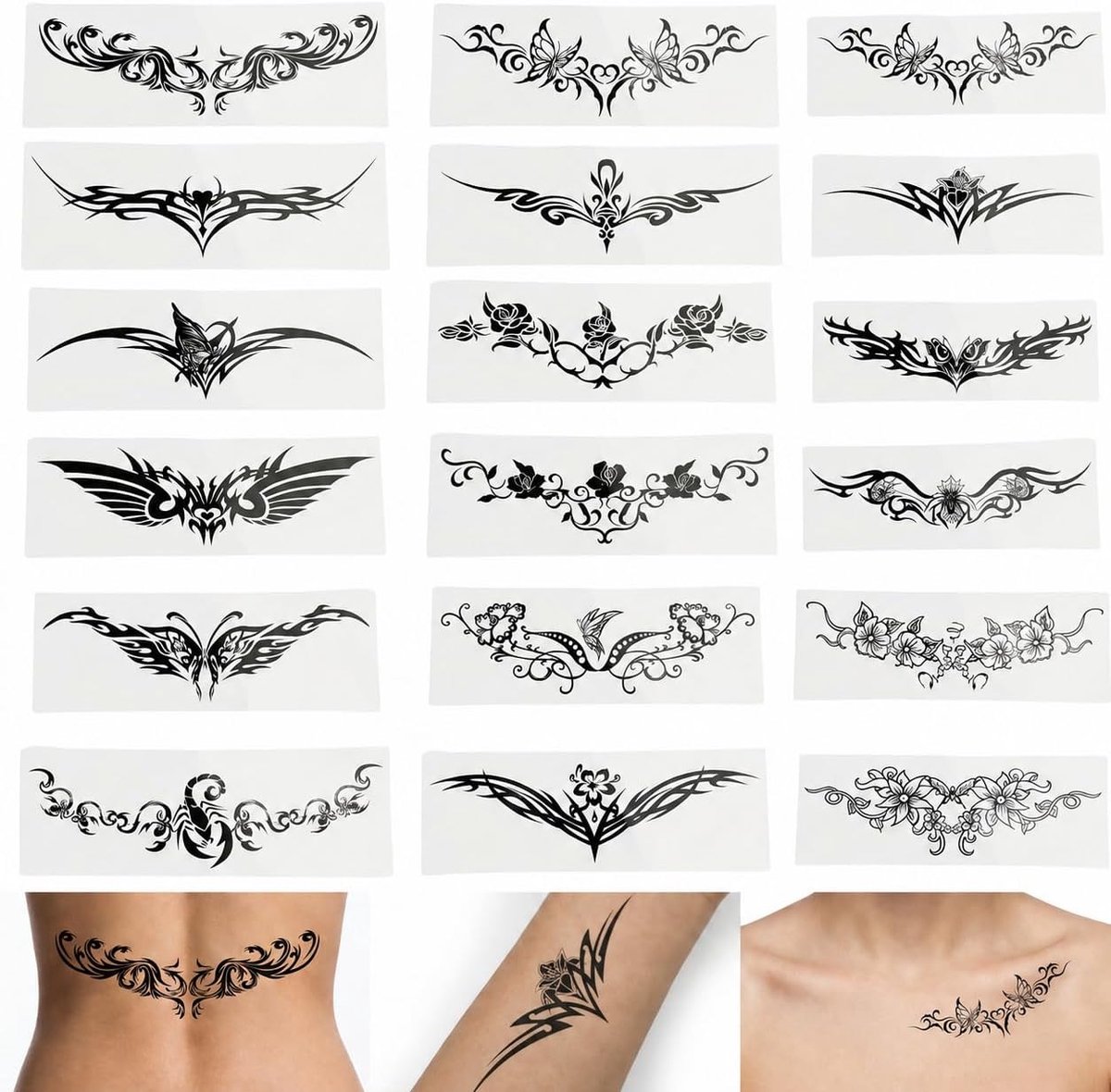 Tijdelijke tatoeages voor volwassenen, waterdichte, realistische zelfklevende tatoeages.