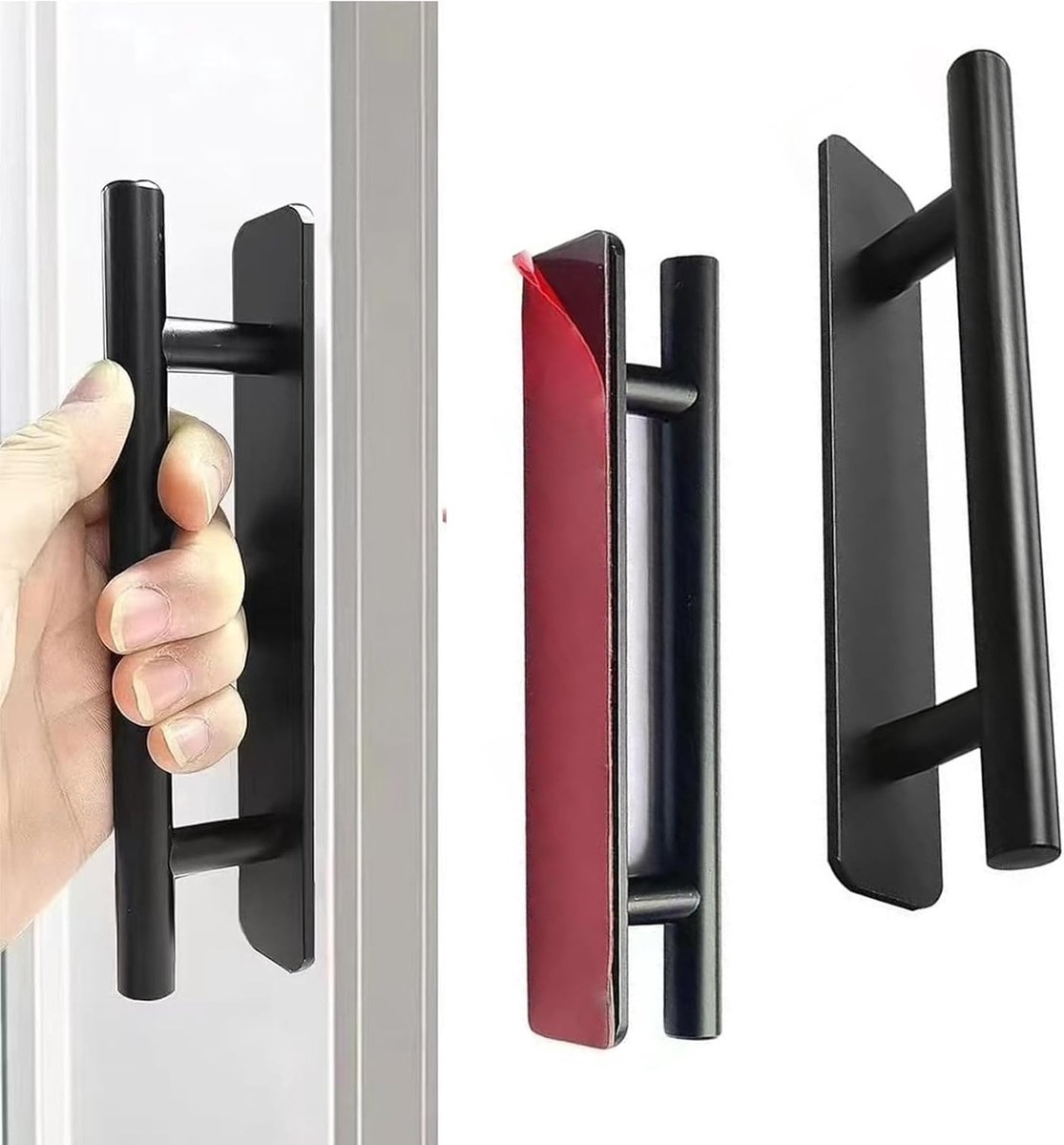 2 Pieces Self Adhesive Furniture Handles No Drilling Drawer Handles for Gluing Wardrobe Kitchen Sliding Balcony Door - ShopVlot