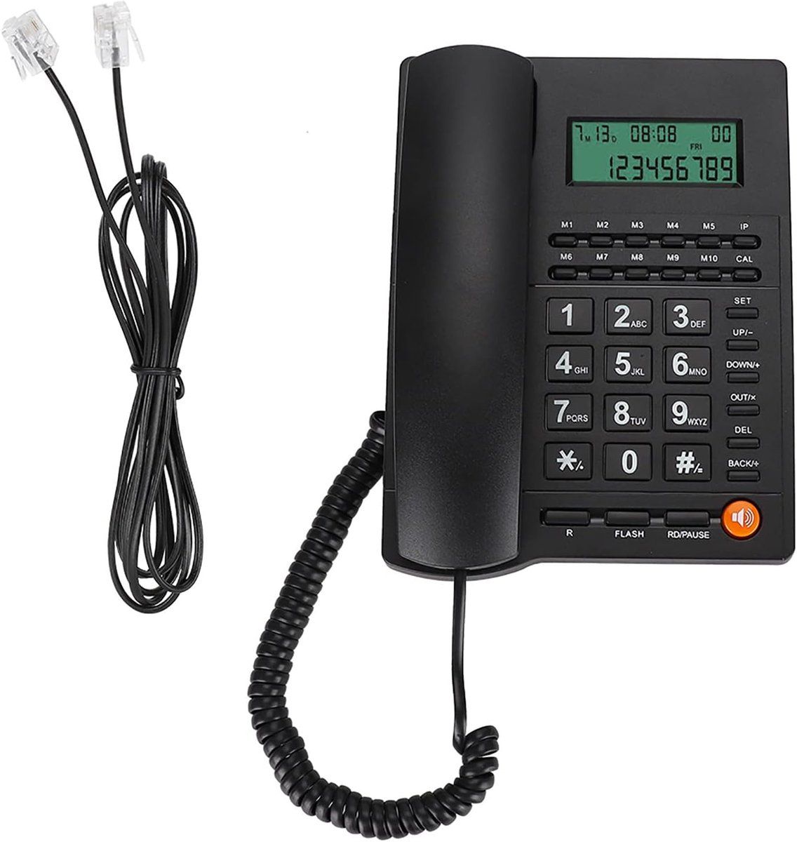 Telefoon met Display, Achtergrondverlichting, Grote Knoppen, Nummerherkenning, Antwoordapparaat en Instelbaar Volume, Vaste Telefoon voor Thuis, Kantoor, Hotel (zwart)