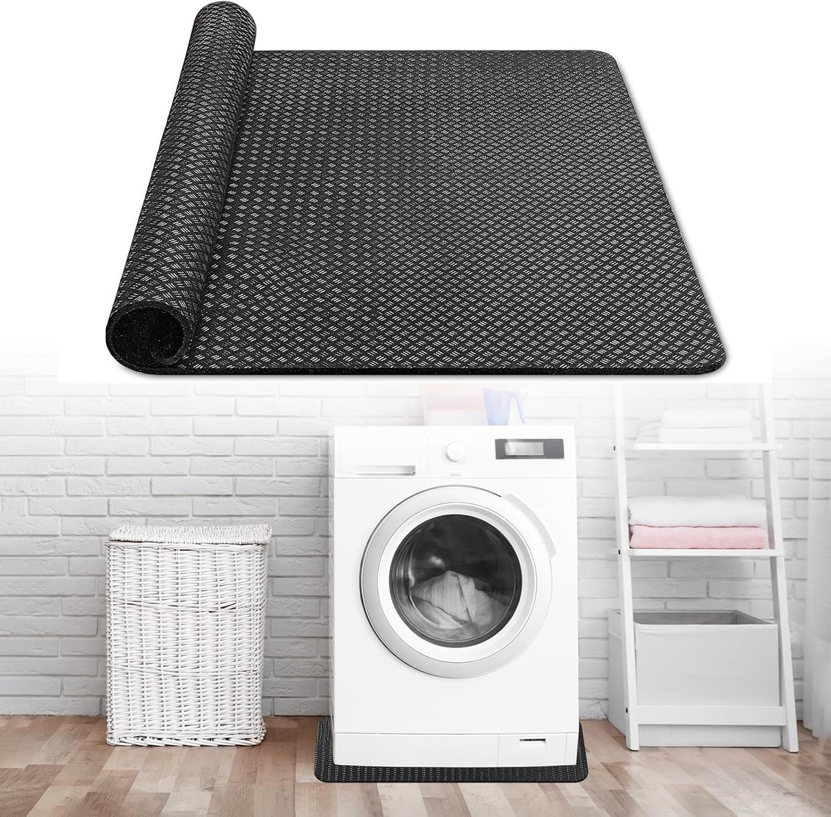 Antislip anti-trillingsmat 60 x 60 cm, waterdichte vloermat voor wasmachine, droger, koelkast, vloerbeschermingsmat voor onderkoelkast en huishoudelijke apparaten