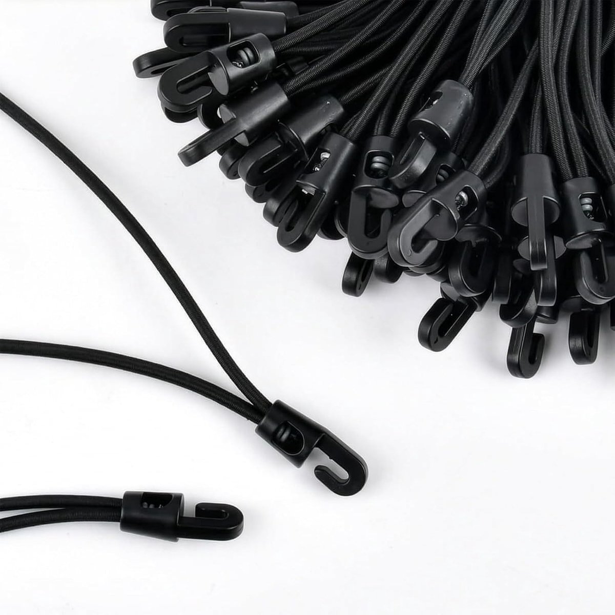 20 stuks zwarte spanrubbers met haken, praktische zeilbevestiging, zeilspanner en expander met haken, flexibele rubberen banden voor tarp en zeilclips