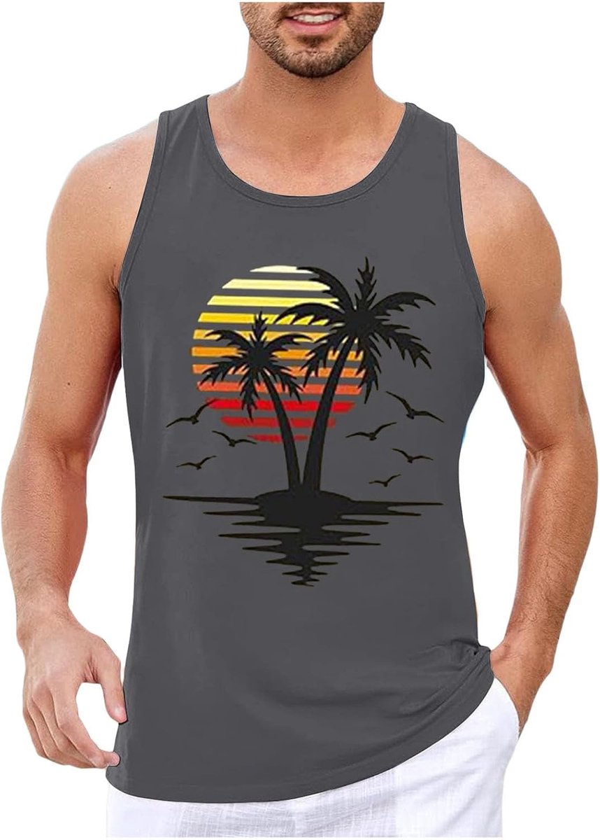 Mouwloze top met print, strand, zomervakantie voor heren